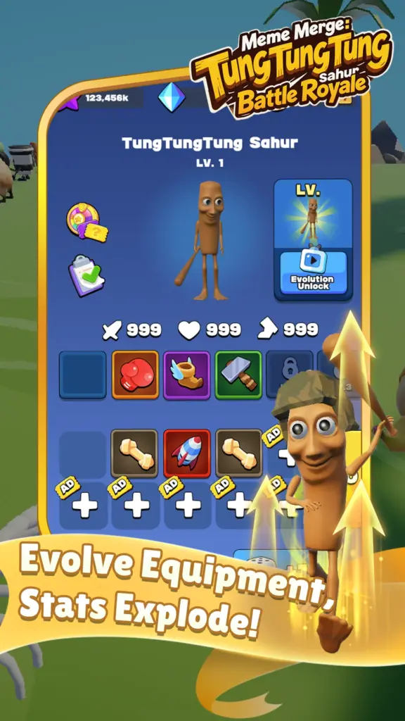 Tải Tung Tung Merge：Sahur Battle MOD APK v1.12 (Vô hạn tiền, Mở khóa) Screenshot 2